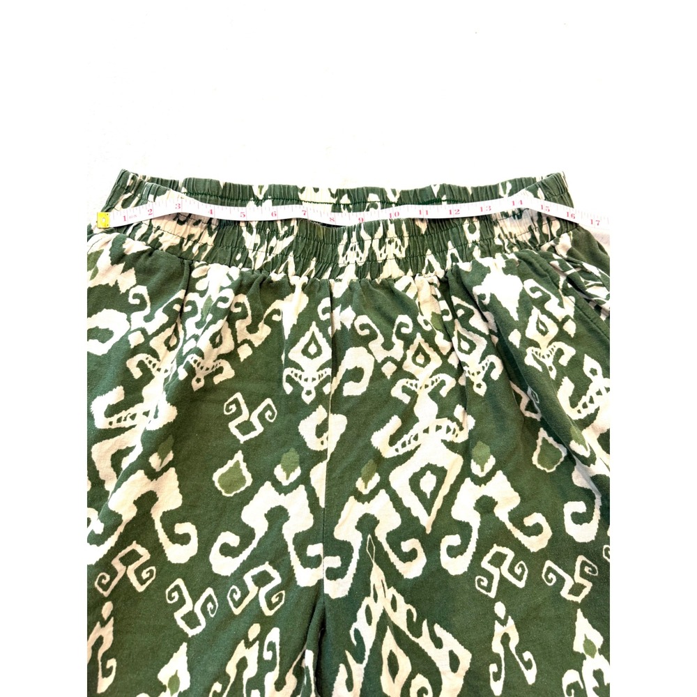 Haute Hippie Style Green Ikat Wide Leg Boho‎ Pants Plus Size 2X Elastic Waist - Picture 4 of 9